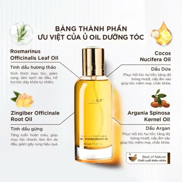 Thành phần dầu ủ Vi Jully Rosemary Mint Scalp & Hair Strengthening Oil